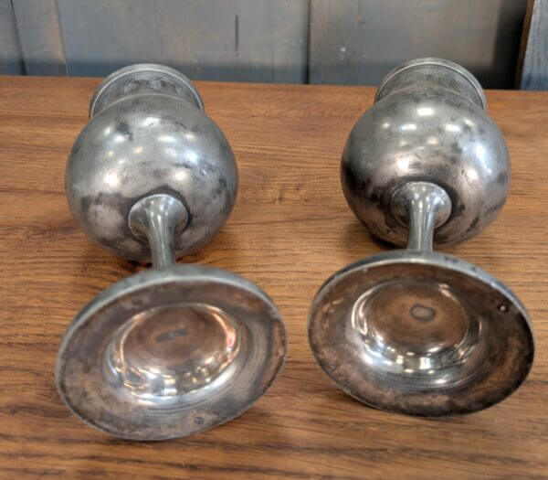 Pair of Mid 19th Century Pewter Church Chalices