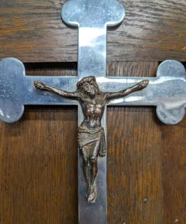 Nickel Plated Brass Vintage Processional Cross from Preston