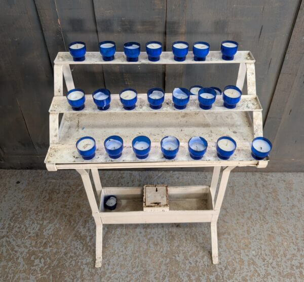 Smaller Size White Painted Steel Votive Candle Stand from the Catholic Church at Bourton-on-the-Water