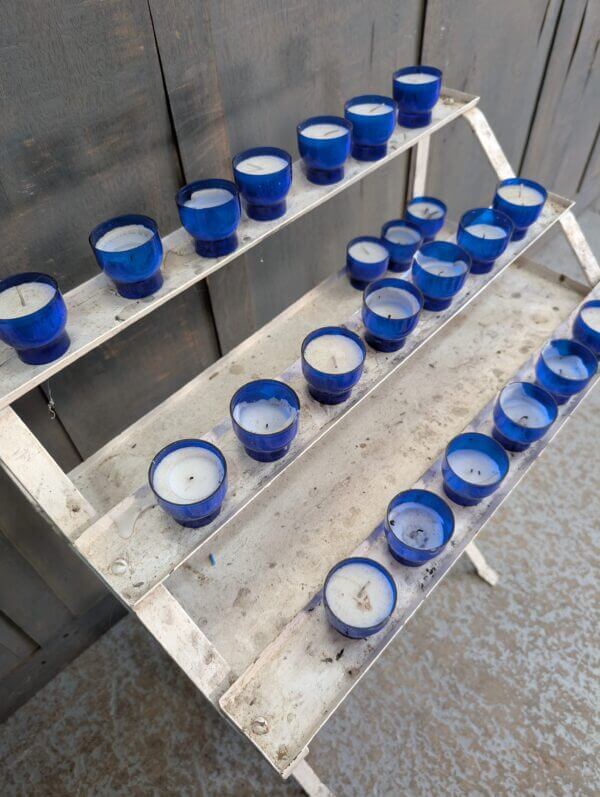 Smaller Size White Painted Steel Votive Candle Stand from the Catholic Church at Bourton-on-the-Water