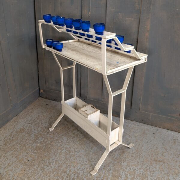 Smaller Size White Painted Steel Votive Candle Stand from the Catholic Church at Bourton-on-the-Water