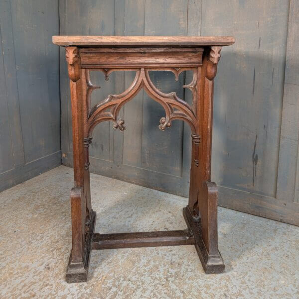 Fine Antique Carved Oak Gothic Credence Table from St James Ealing
