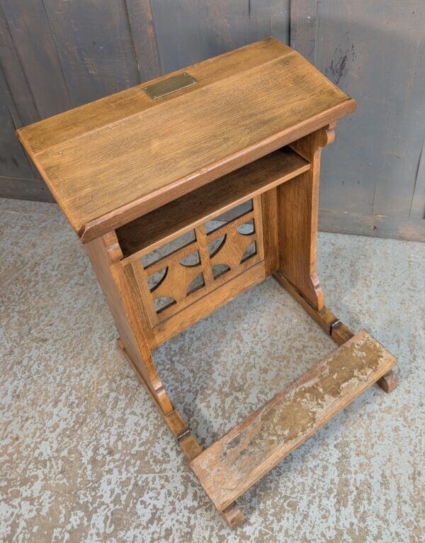 1960's Gothic Oak Prie Dieu Prayer Desk from St James Rhossdu