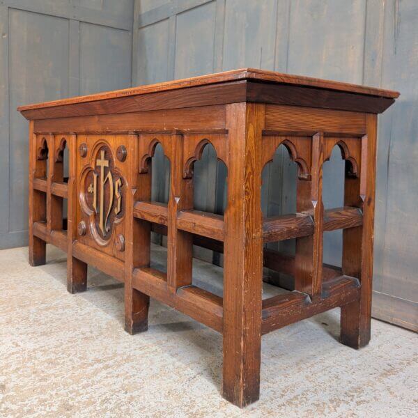 Excellent Gothic 1892 Baltic Pine & Teak Church Altar Communion Table
