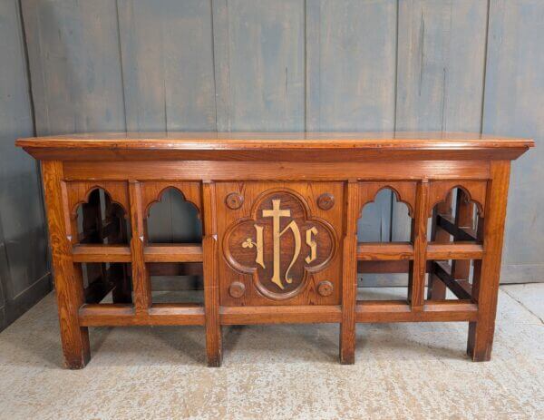 Excellent Gothic 1892 Baltic Pine & Teak Church Altar Communion Table