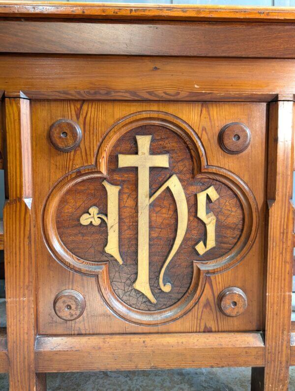 Excellent Gothic 1892 Baltic Pine & Teak Church Altar Communion Table