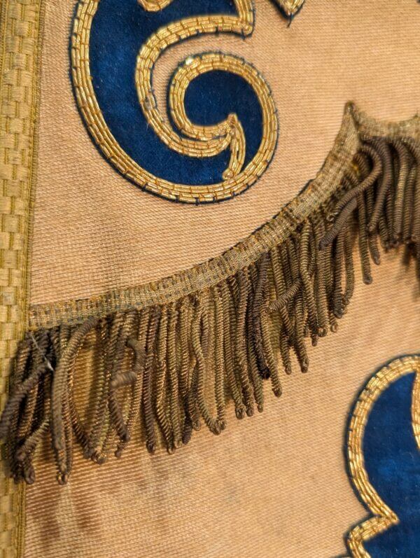 Outstanding Late 19th Century Heavily Embroidered Religious Hanging Banner of the Madonna and Child