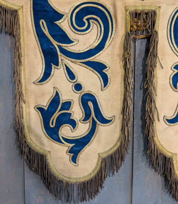 Outstanding Late 19th Century Heavily Embroidered Religious Hanging Banner of the Madonna and Child