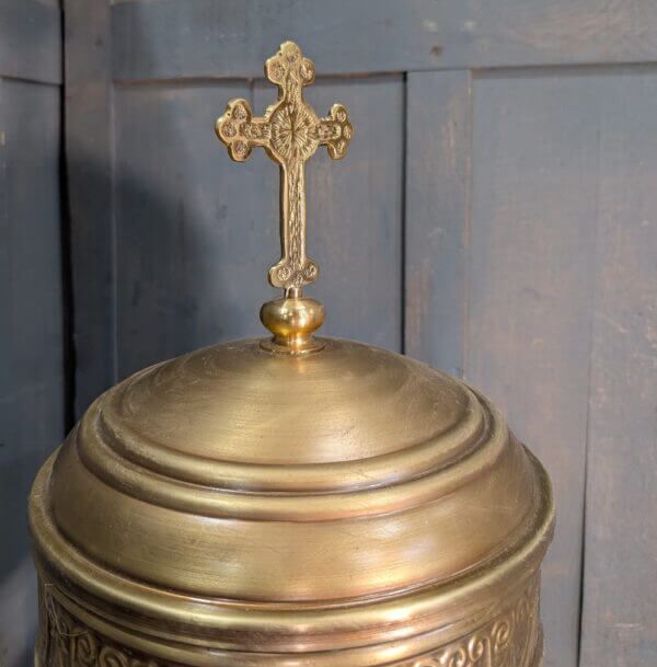 Large Ornate Holywater Reservoir with Dish and Stand