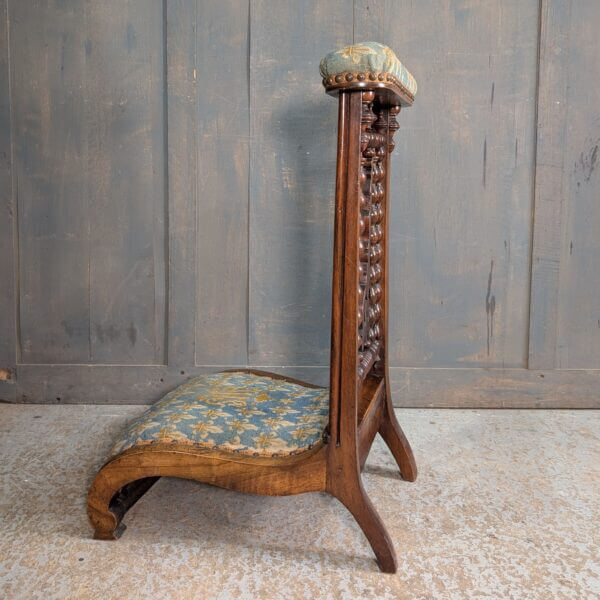 Beautiful 1870's Walnut French Prie Dieu Prayer Chair