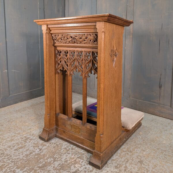 Fine Carved Gothic Pale Oak Prie Dieu Prayer Desk from St James Rhossdu