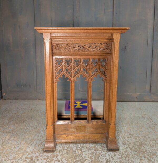 Fine Carved Gothic Pale Oak Prie Dieu Prayer Desk from St James Rhossdu
