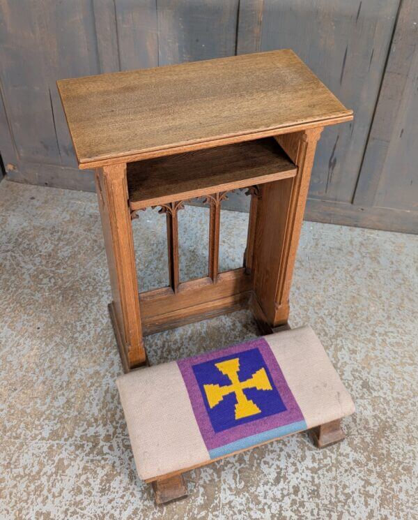 Fine Carved Gothic Pale Oak Prie Dieu Prayer Desk from St James Rhossdu