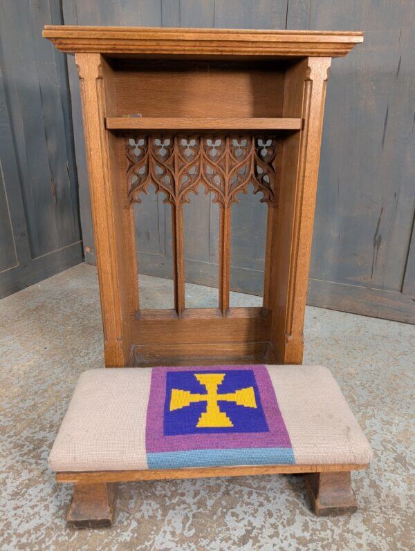 Fine Carved Gothic Pale Oak Prie Dieu Prayer Desk from St James Rhossdu
