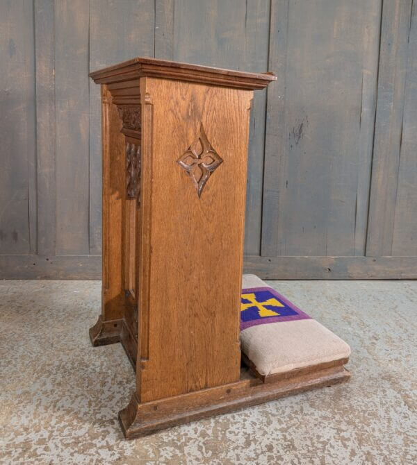 Fine Carved Gothic Pale Oak Prie Dieu Prayer Desk from St James Rhossdu
