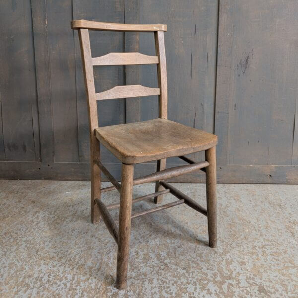 Old Pale Ladderback Chapel Chairs with No Rack