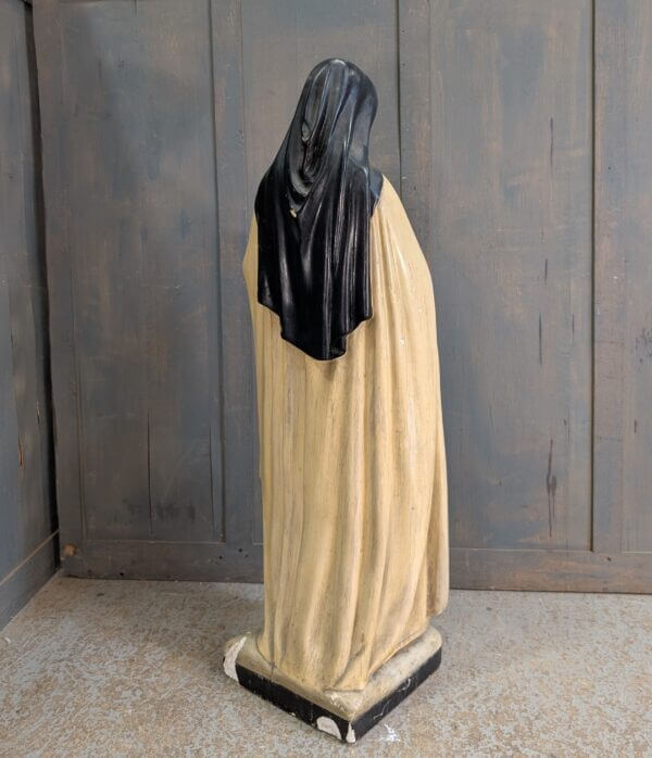 Antique French Large Religious Statue of St Therese de Lisieux with Beautiful Glass Eyes