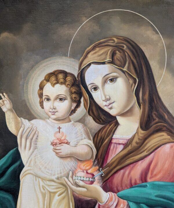 Large Vintage Oil Painting of Our Mother of Divine Love from Rochdale Convent