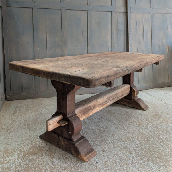 18th Century Style Heavy Oak Rectangular Refectory Table