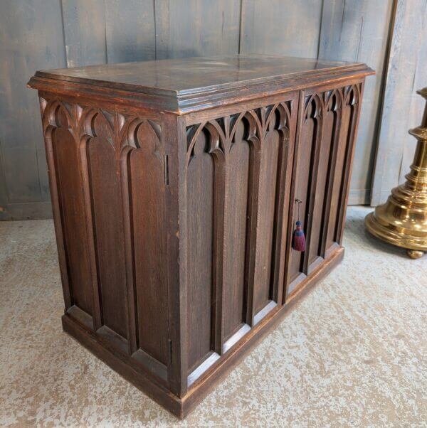 Small Antique 1890's Gothic Oak Altar Cabinet Conversion