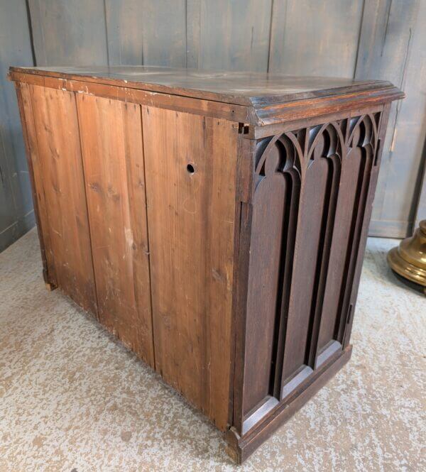 Small Antique 1890's Gothic Oak Altar Cabinet Conversion
