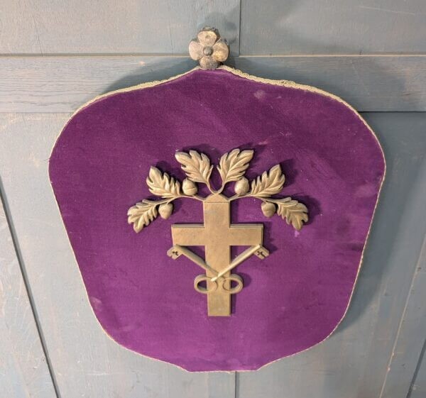 Large Purple Velvet Shield with Variation of St Peter's Cross with Acorns