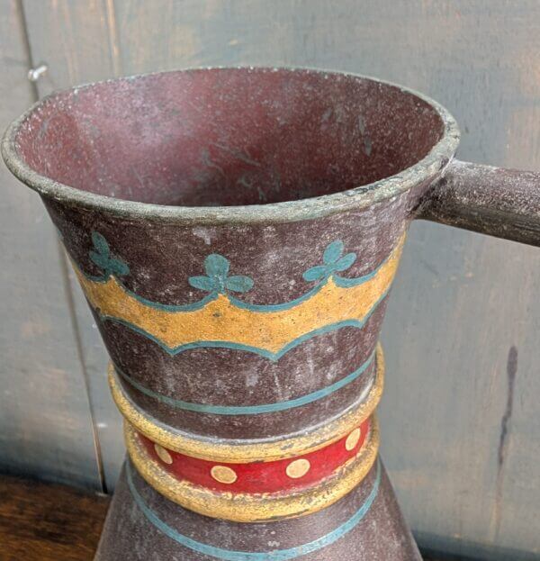 Mid 19th Century Polychrome Pewter Church Baptismal Jug Ewer