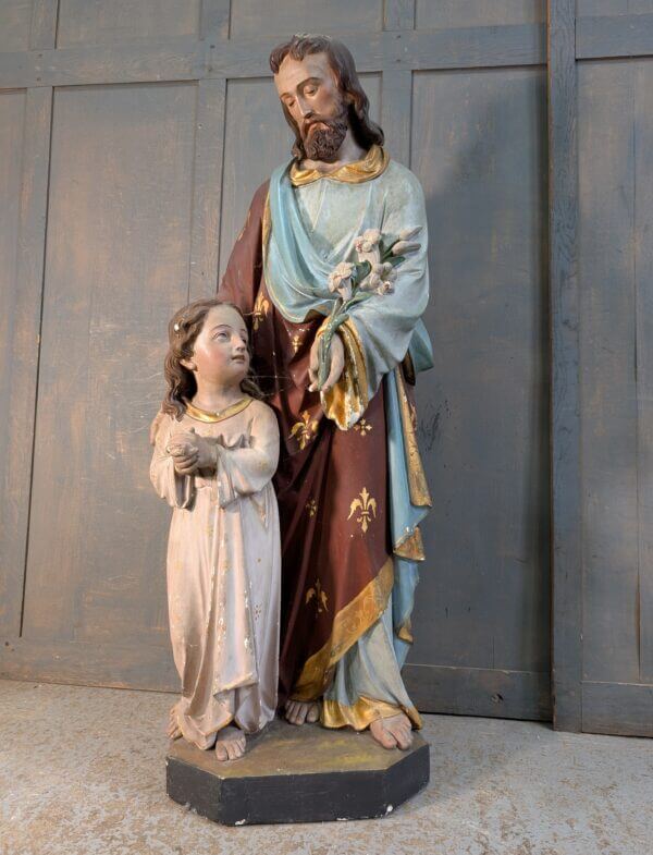 Original & Evocative 19th Century Antique Extra Large French Statue of St Joseph & Child
