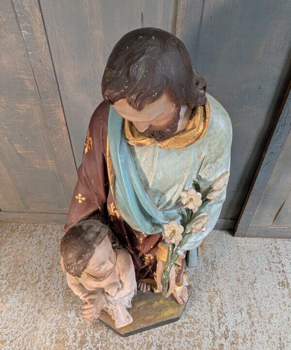 Original & Evocative 19th Century Antique Extra Large French Statue of St Joseph & Child