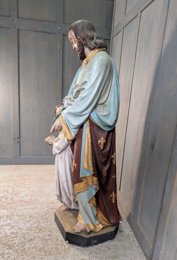 Original & Evocative 19th Century Antique Extra Large French Statue of St Joseph & Child