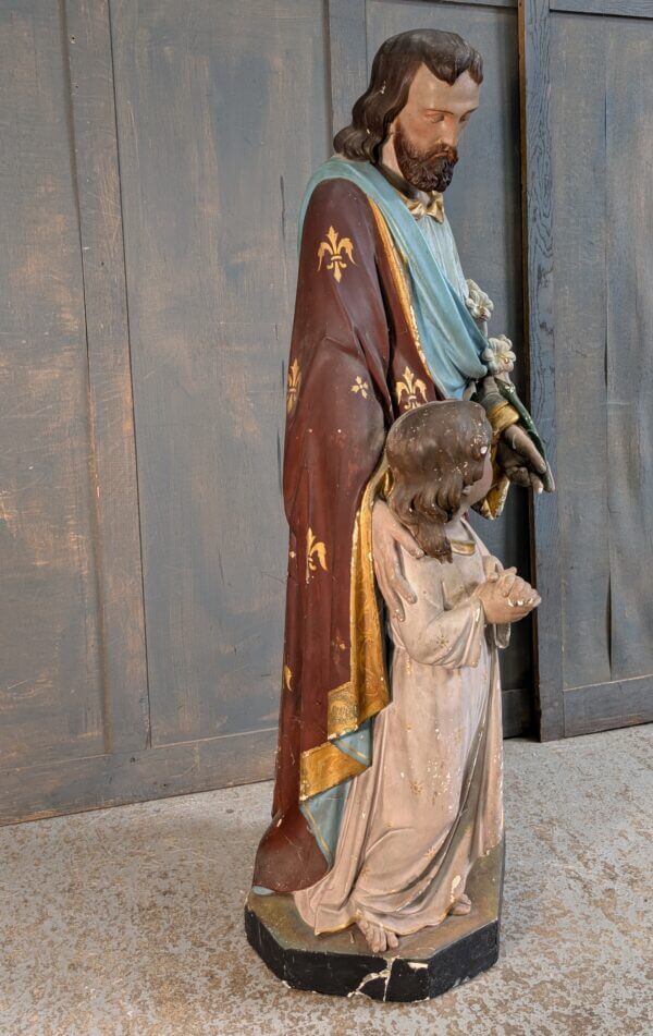Original & Evocative 19th Century Antique Extra Large French Statue of St Joseph & Child
