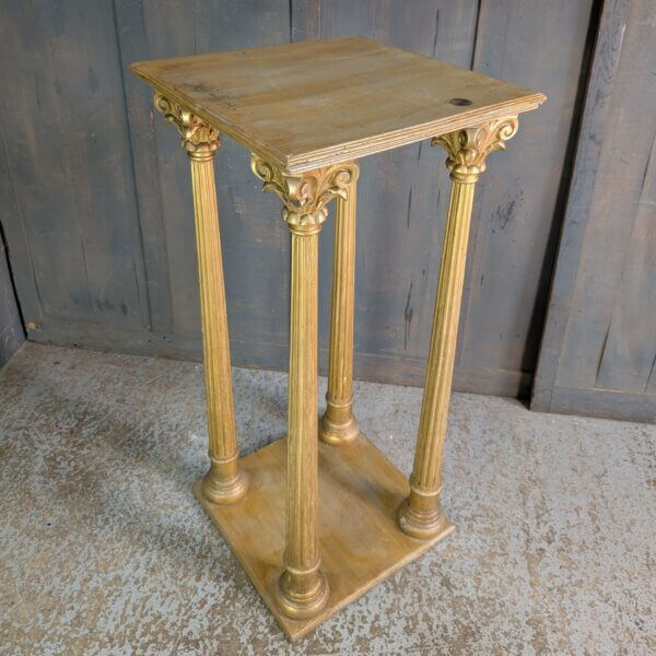 Ornate Vintage Golden Corinthian Columned Statue Stand