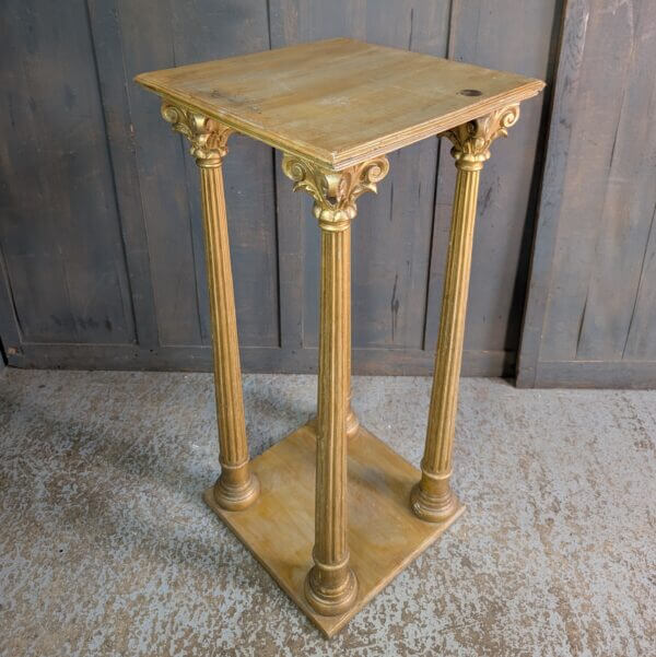 Ornate Vintage Golden Corinthian Columned Statue Stand