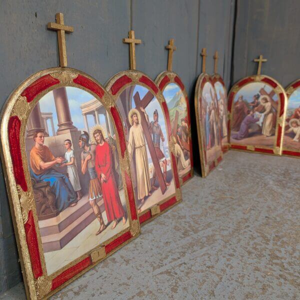 Italian Set of 15 Stations of the Cross with Crosses