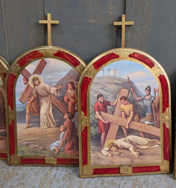 Italian Set of 15 Stations of the Cross with Crosses