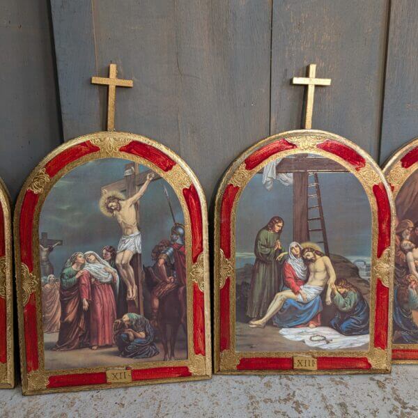 Italian Set of 15 Stations of the Cross with Crosses