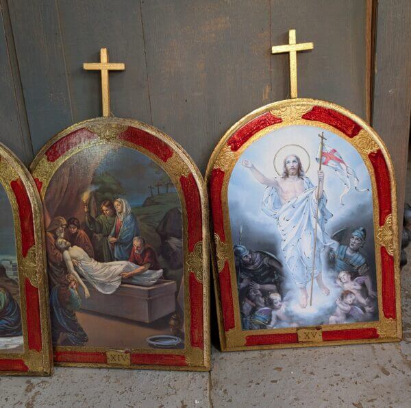 Italian Set of 15 Stations of the Cross with Crosses