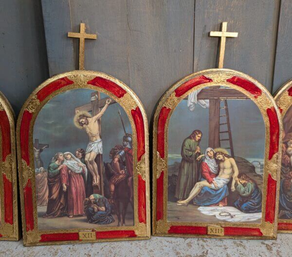 Italian Set of 15 Stations of the Cross with Crosses