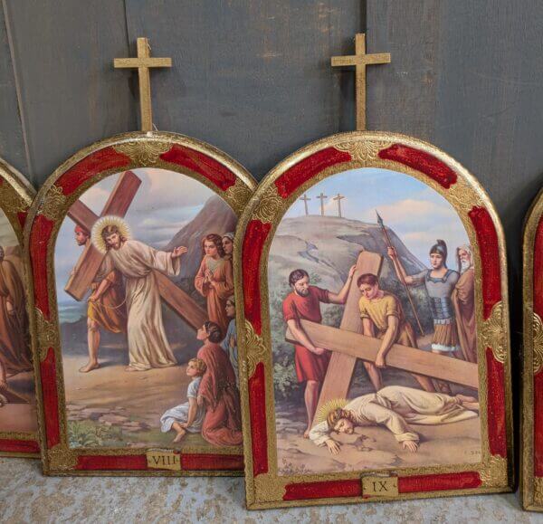 Italian Set of 15 Stations of the Cross with Crosses