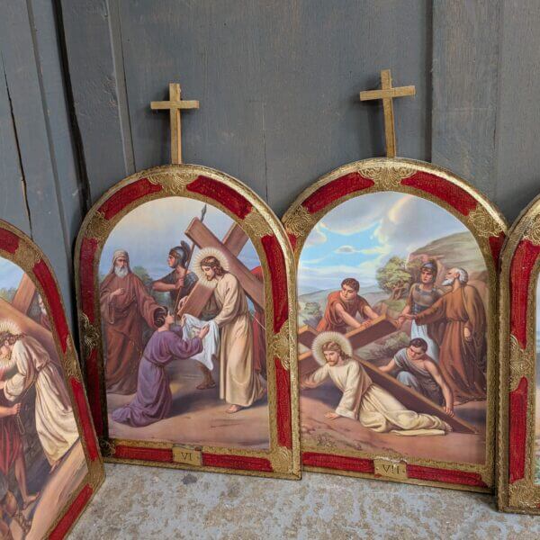 Italian Set of 15 Stations of the Cross with Crosses