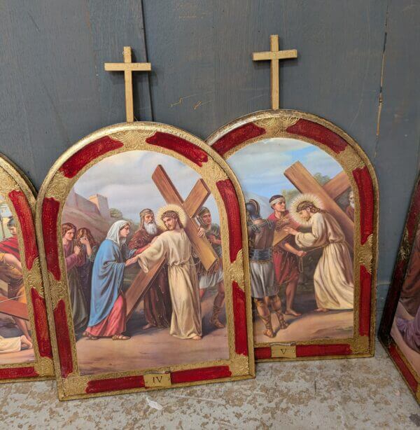 Italian Set of 15 Stations of the Cross with Crosses