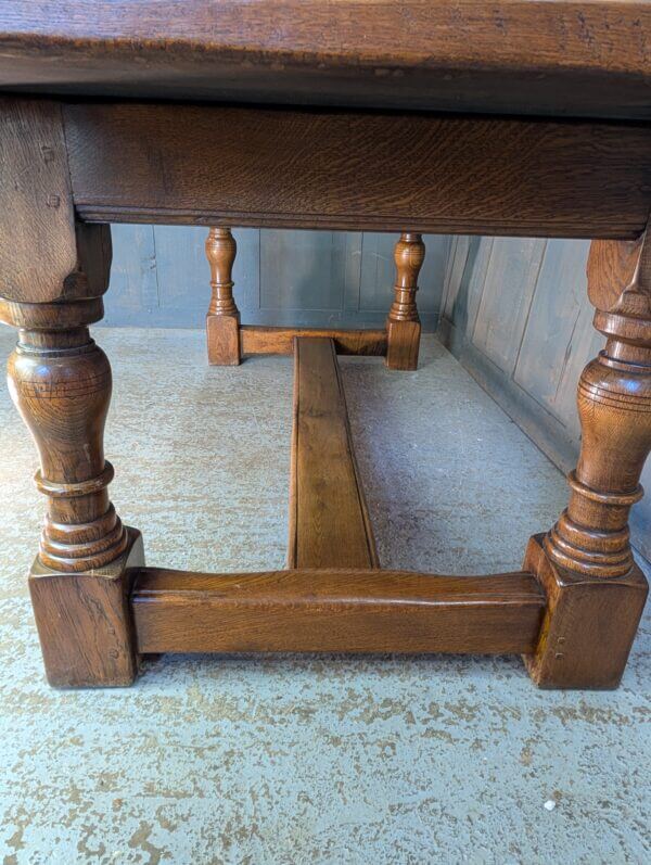 Large Handsome & Heavy Oak Refectory Table with Cannon Legs