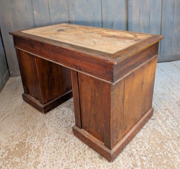 Early 1900's Teak & Pine Small Kneehole Desk