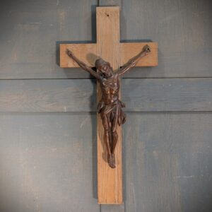 Medium Sized Hand Carved Medieval Style Vintage Wooden Crucifix