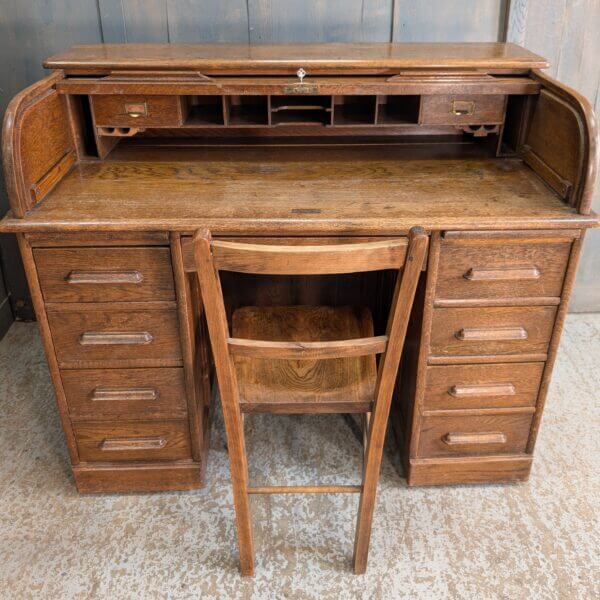 Pre-War Angus & Menstrie Double Pedestal Roll Top Desk