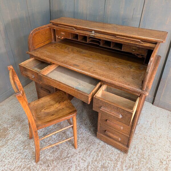 Pre-War Angus & Menstrie Double Pedestal Roll Top Desk