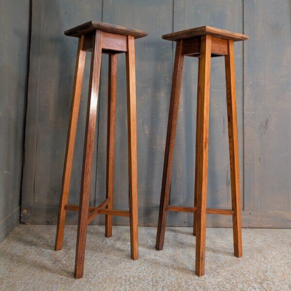 Antique Arts & Crafts Era Influenced Baltic Pine Plant Stands