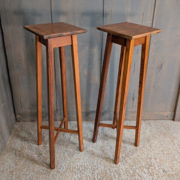 Antique Arts & Crafts Era Influenced Baltic Pine Plant Stands