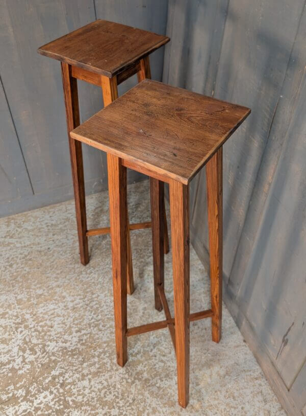 Antique Arts & Crafts Era Influenced Baltic Pine Plant Stands