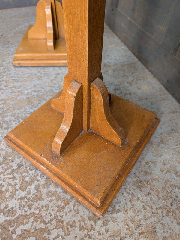 Pair of Mid-Century Pale Oak Tall Church Flower Stands